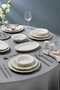Hermia Platin Yaldız Fulya 53 YTKM Juego de Cena de Porcelana Blanco y Plata